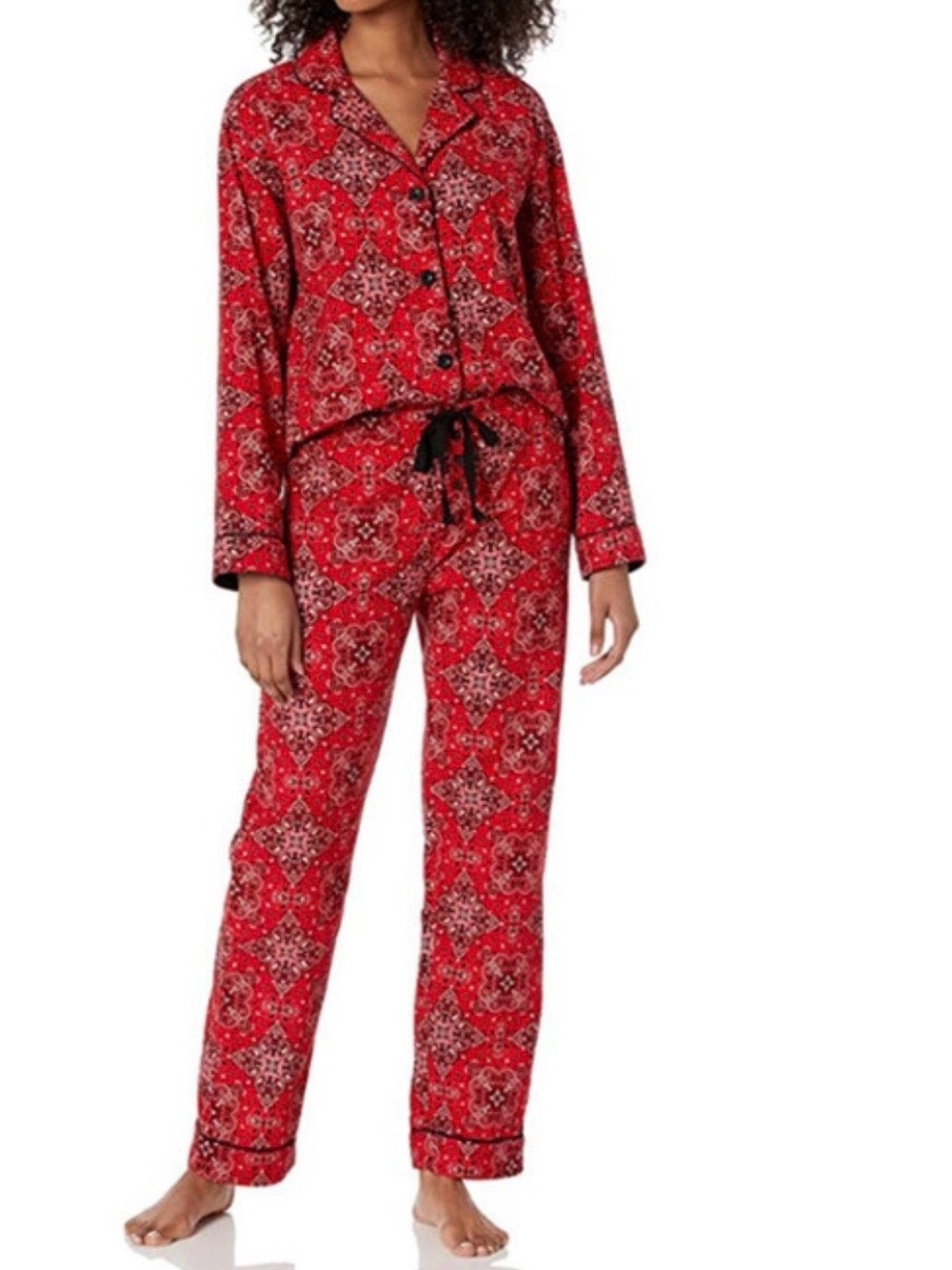 PJ Salvage Red Flannel Boots & bonfire Pajama/Lounge Set Sz Small Bandanna